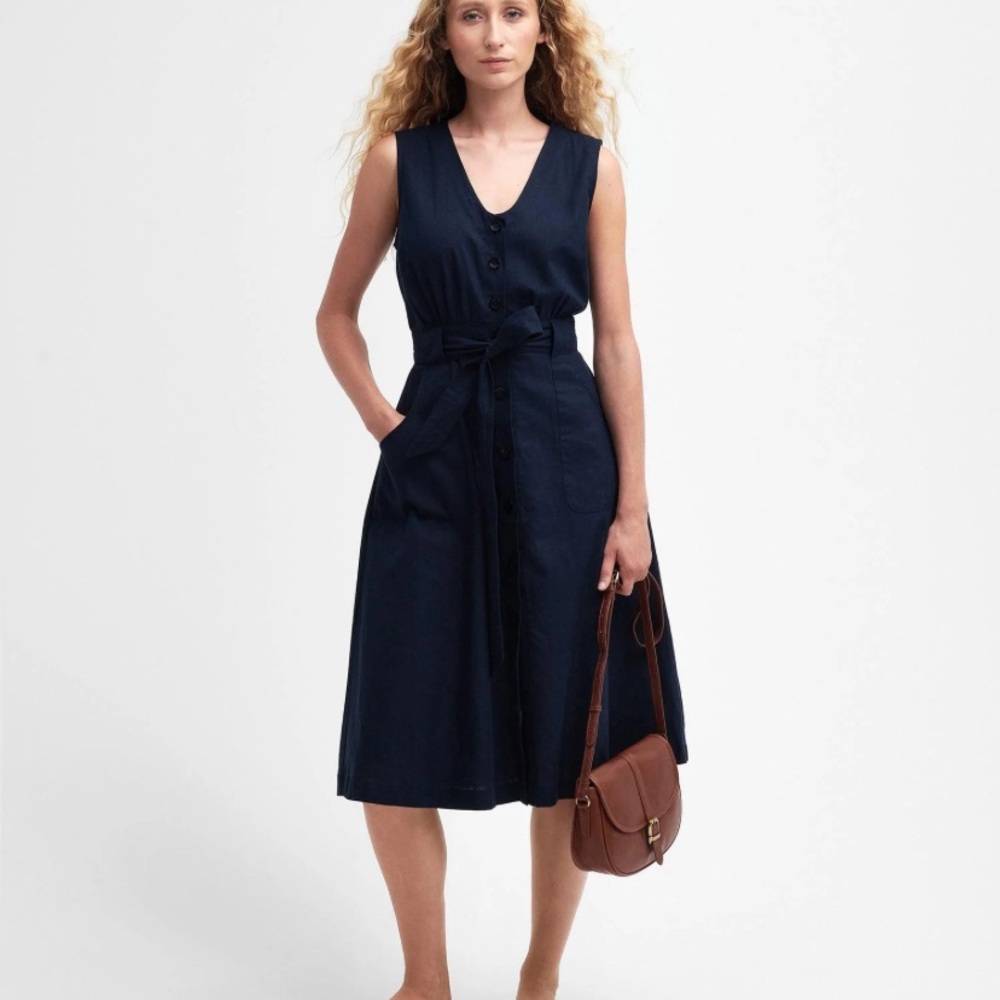 Barbour Classic Indigo Blue Rutherglen Sleeveless Dress NWT Size 8